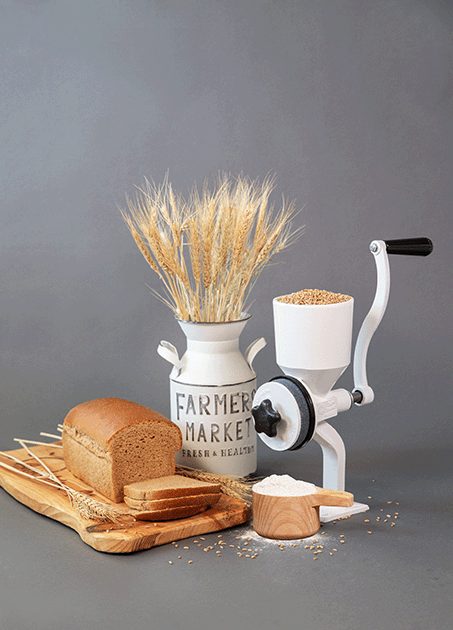 Grain Mill, Grinder Corn Coffee Food Wheat Manual Hand Grains Iron Nut Mill  Crank Cast, Kitchen Manual Grain Mill, Hand Flour Mill and Spice Grinder  with Hand Cranking Operation, Silver 